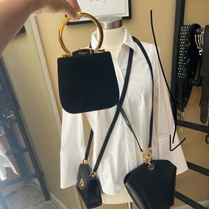 VINTAGE SALVATORE FERRAGAMO bucket bag with gold chain link crossbody 🔗